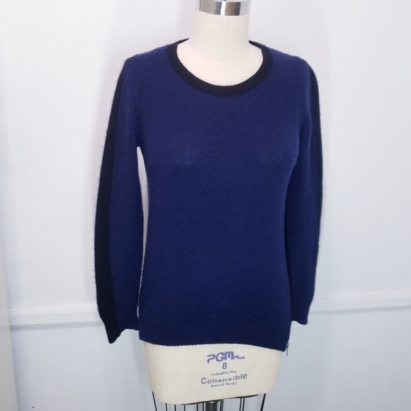 🌸 360 Sweater | 100% Cashmere Color Block Sweater S - Picture 1 of 12